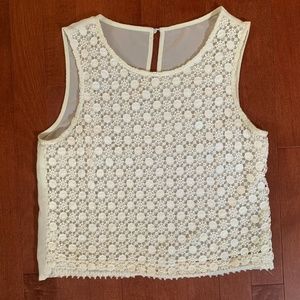 Sheer Lace Cream Sleeveless Top